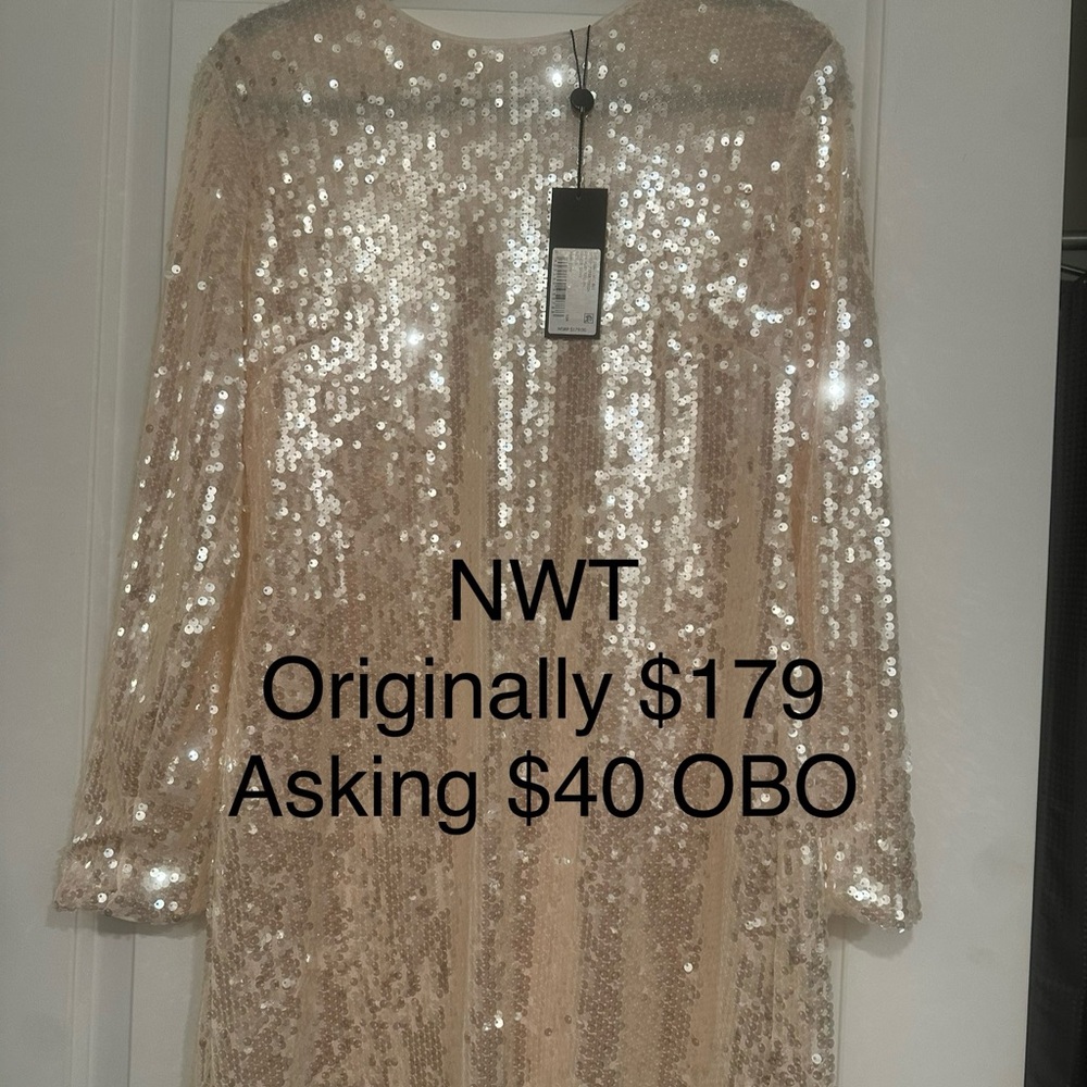 Elegant Sequin Dress in Cream